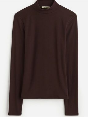 Rib Long Sleeve Mockneck Top - Madewell - Dark Carob